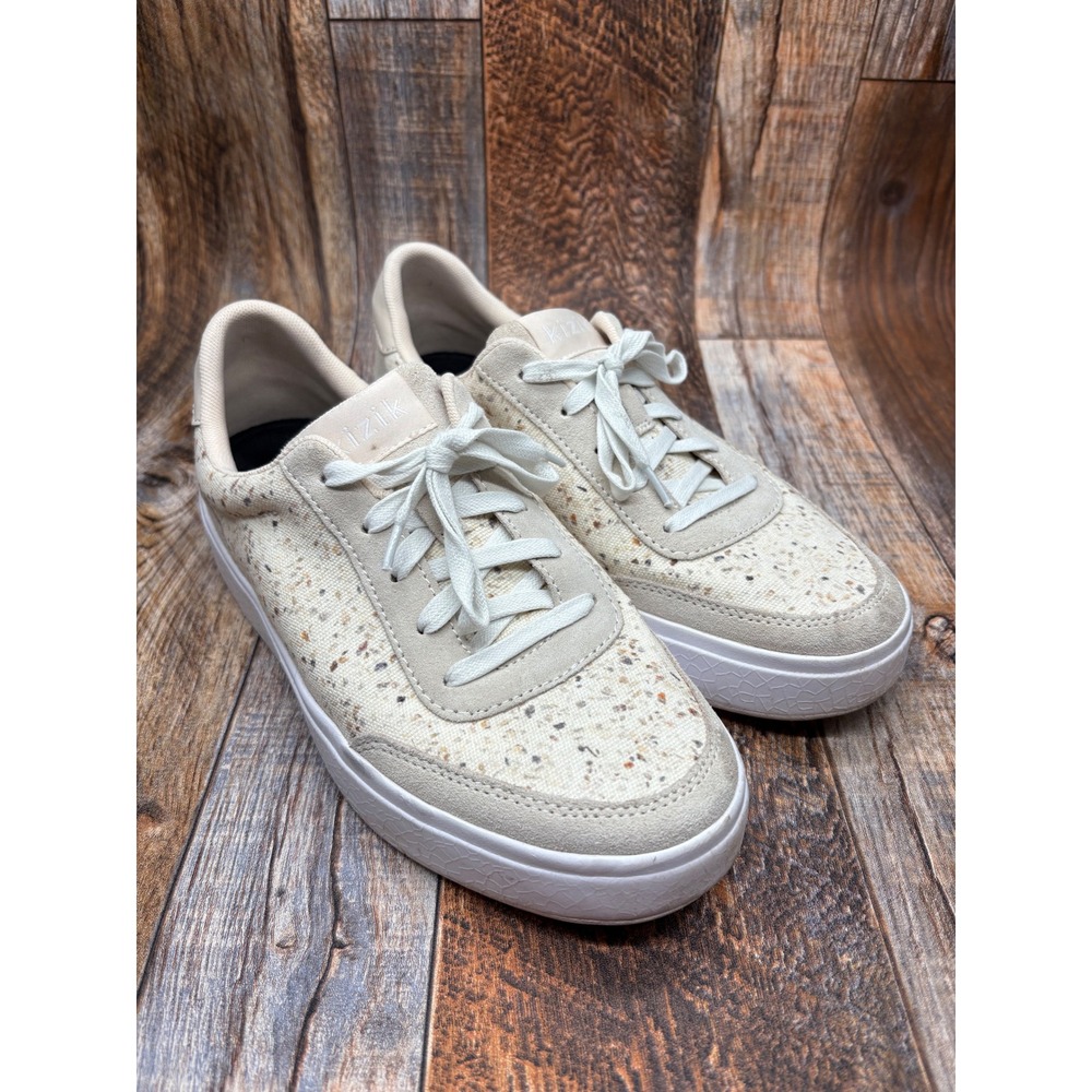 Kizik Prague Womens Size 8 Cream Speckled Canvas Lace Casual Sneakers Hands Free